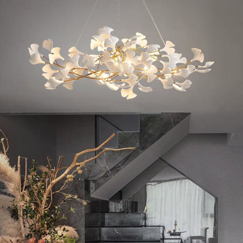 Gingko Ceramic Linear Branch Chandelier