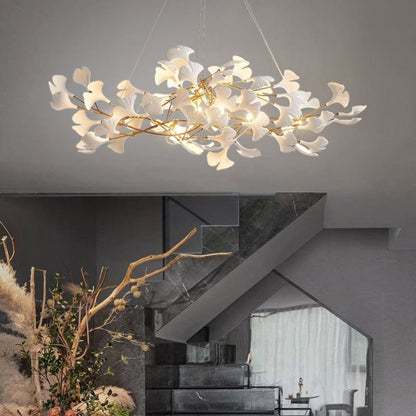 Gingko Ceramic Linear Branch Chandelier