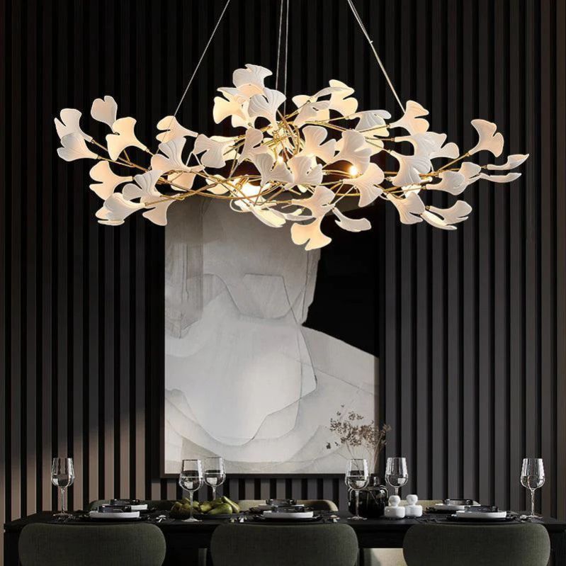 Gingko Ceramic Linear Branch Chandelier