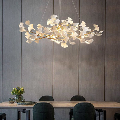 Gingko Ceramic Linear Branch Chandelier