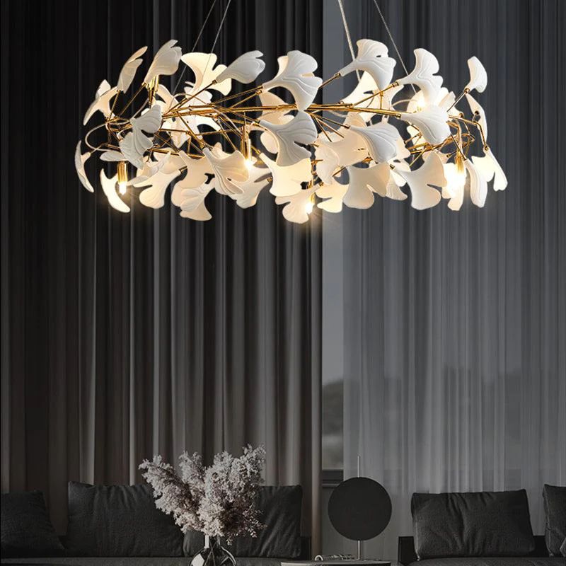 Gingko Ceramic Round Branch Chandelier