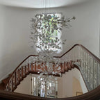 Artistic Tree Branch Pendant Light with Ceramic Ginkgo Leaves for High Ceilings in Hotel or Home