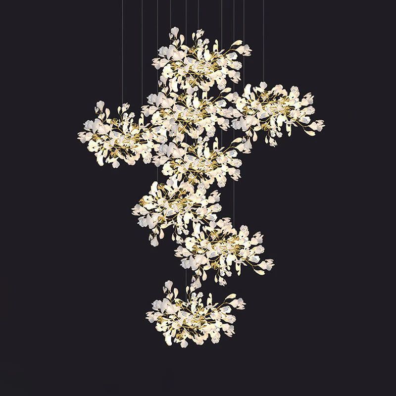 TLL Ginkgo Cascading C (Alternating) Branch Chandelier