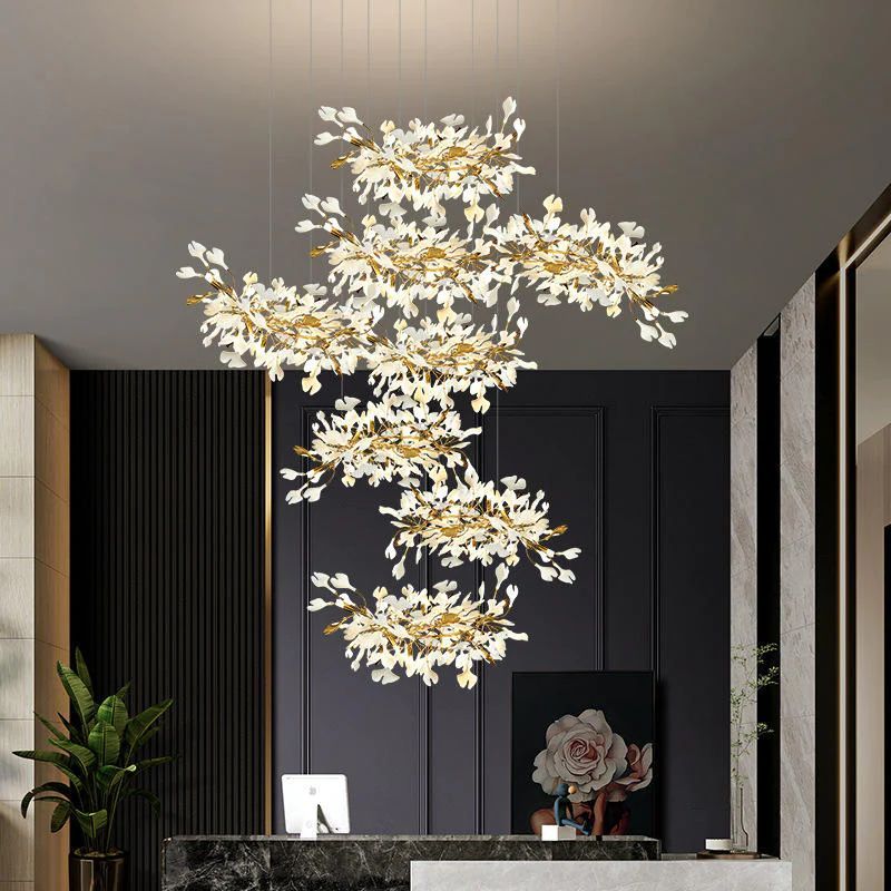 TLL Ginkgo Cascading C (Alternating) Branch Chandelier
