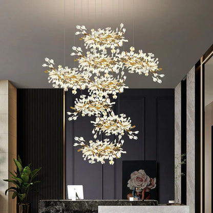 TLL Ginkgo Cascading C (Alternating) Branch Chandelier