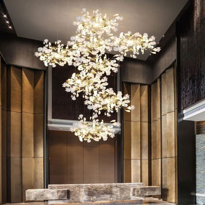 TLL Ginkgo Cascading C (Alternating) Branch Chandelier