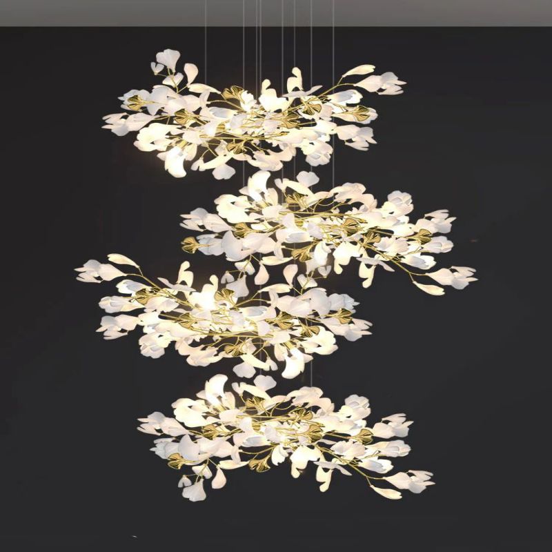 TLL Ginkgo Cascading C (Alternating) Branch Chandelier