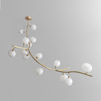 Modern Linear Brass Branches Chandelier for Dining Room