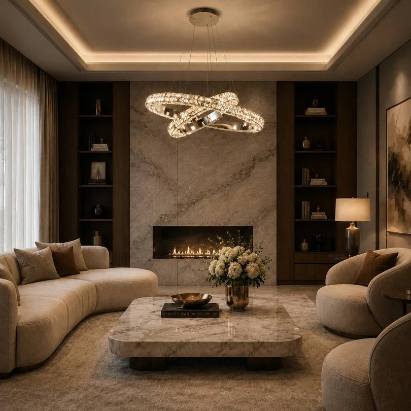 Aura K9 Crystal 2 Ring Chandelier