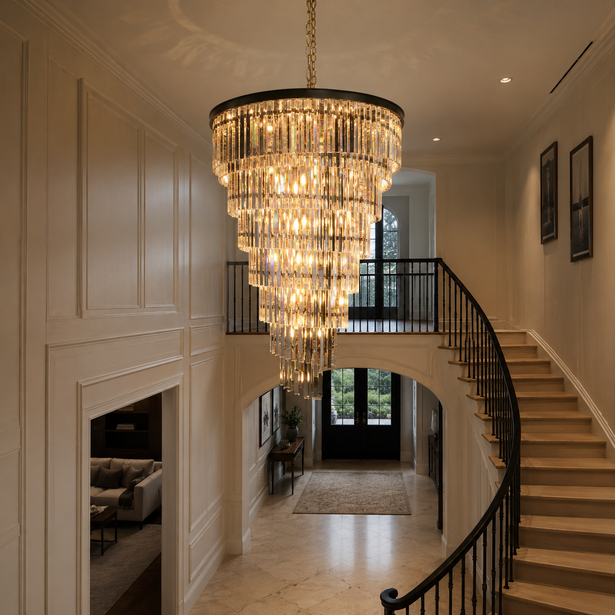 Heristal Crystal Chandelier for Foyer, Entry way, Staircase