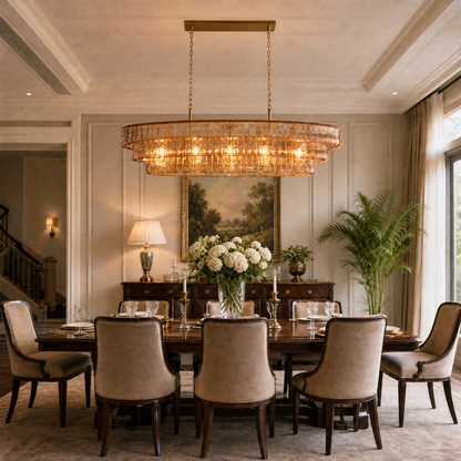 Amber Glass Pendant Light in a living room