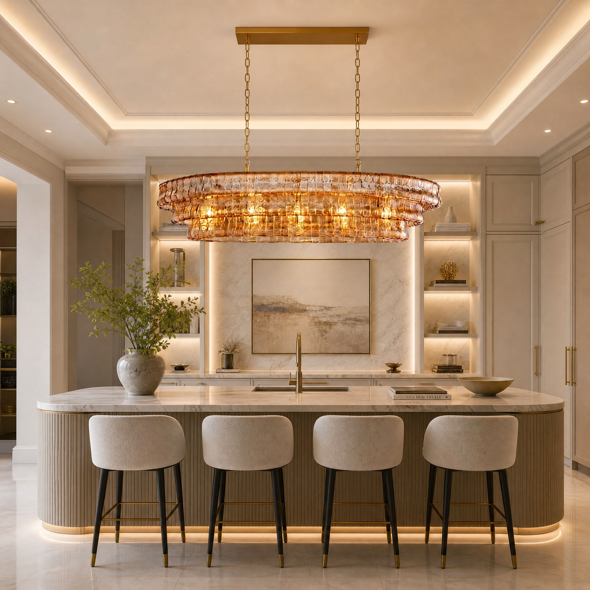 Amber Glass Pendant Light in a dining room