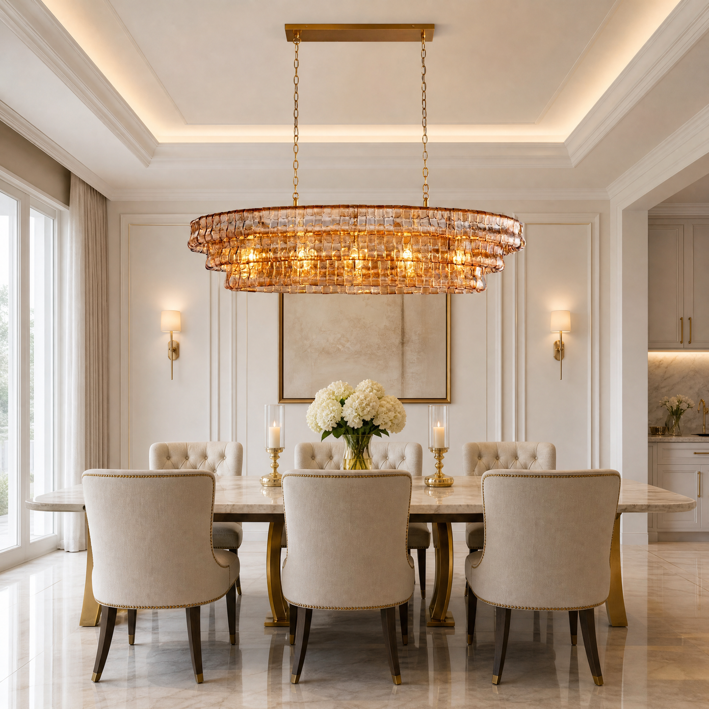 Amber Glass Pendant Light in a great room