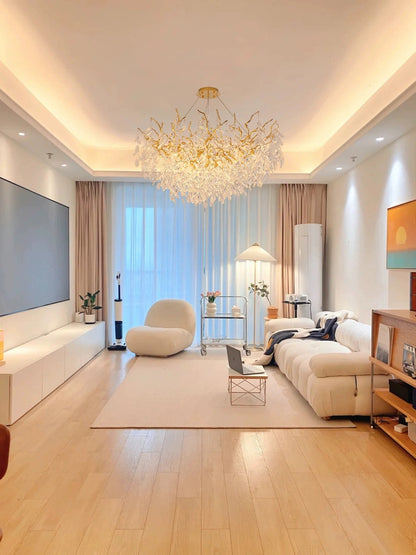 French Branch Crystal Chandelier with Elegant Crystal Leaves