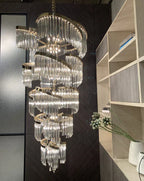 Oversized Modern Designer Creative Multi-tiered Luxury Spiral Crystal Chandelier For High-ceiling Foyer/Entryway/Hallway