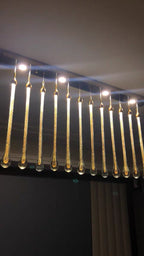 Foyer Glass Drops Pendant Chandelier Spiral Staircase High Ceiling Light Fixture In Gold Finish