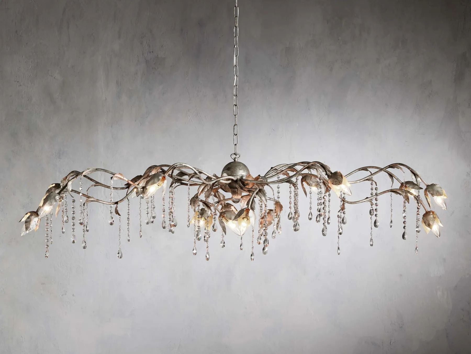 Kalie Crystal Rectangular Chandelier 61" 71“ - Silver