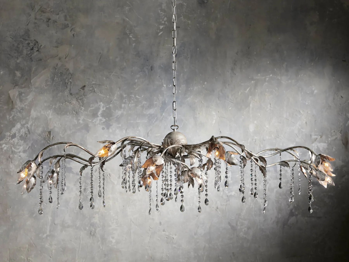 Kalie Crystal Rectangular Chandelier 61" 71“ - Silver