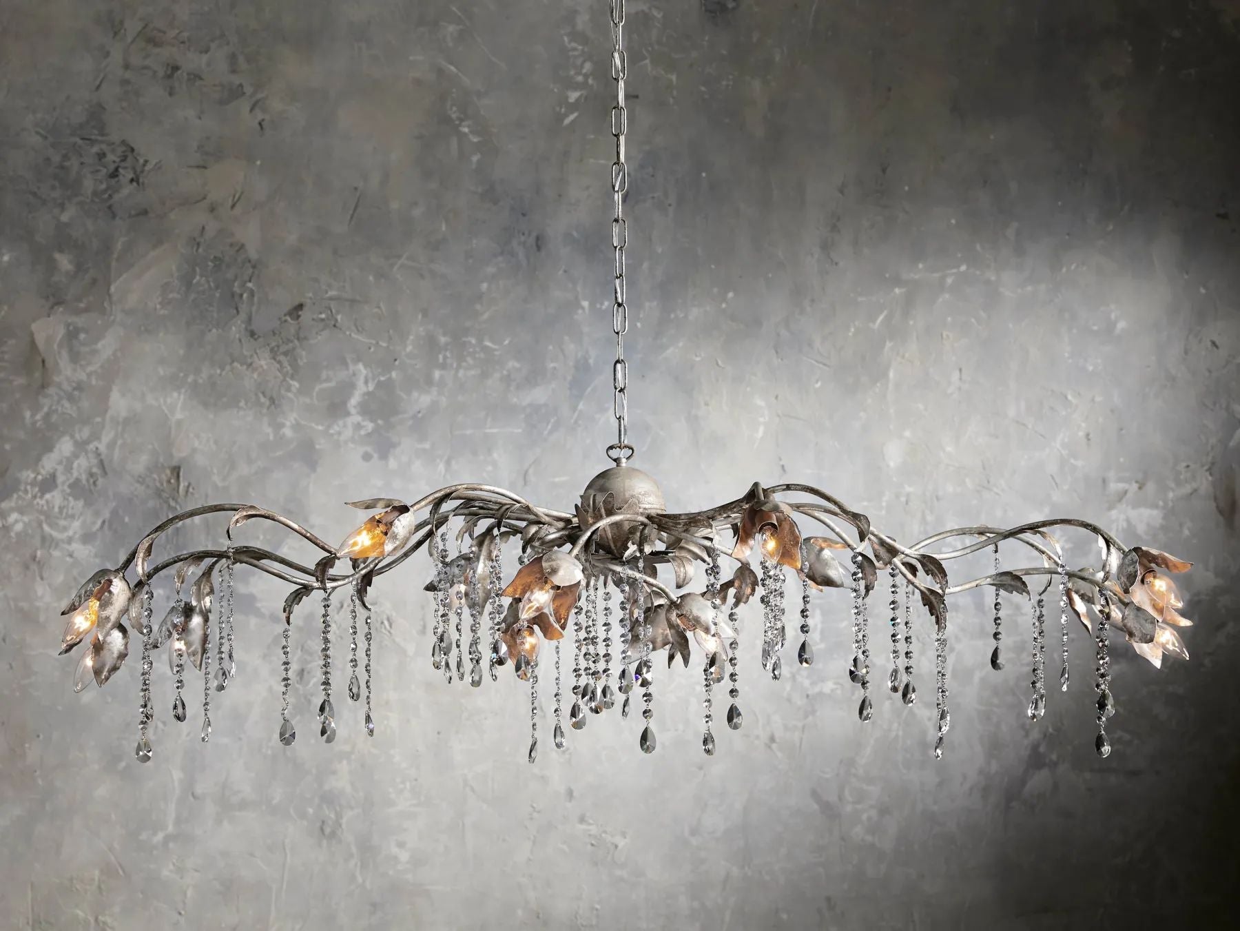 Kalie Crystal Rectangular Chandelier 61" 71“ - Silver