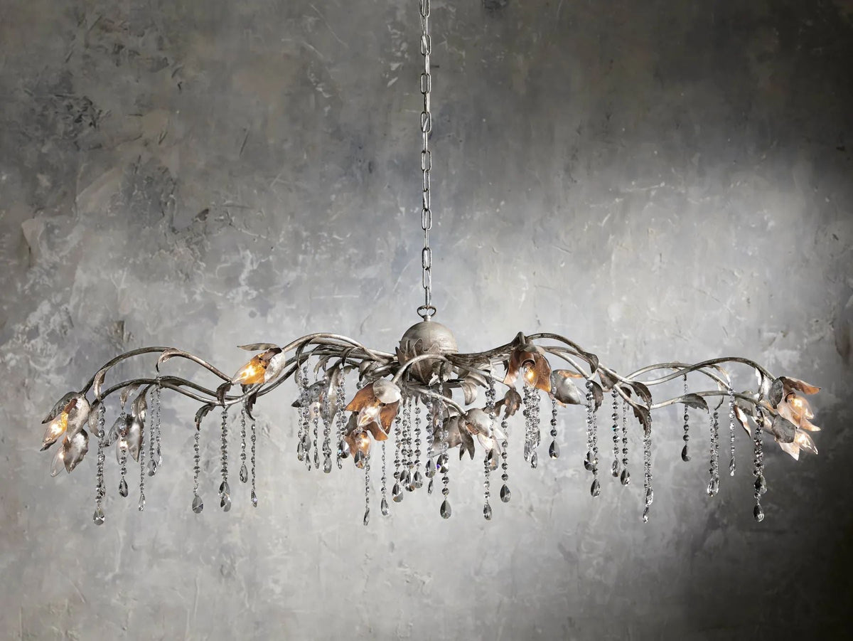 Kalie Crystal Rectangular Chandelier 61" 71“ - Silver