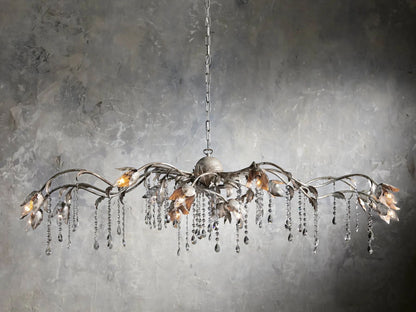 Kalie Crystal Rectangular Chandelier 61" 71“ - Silver