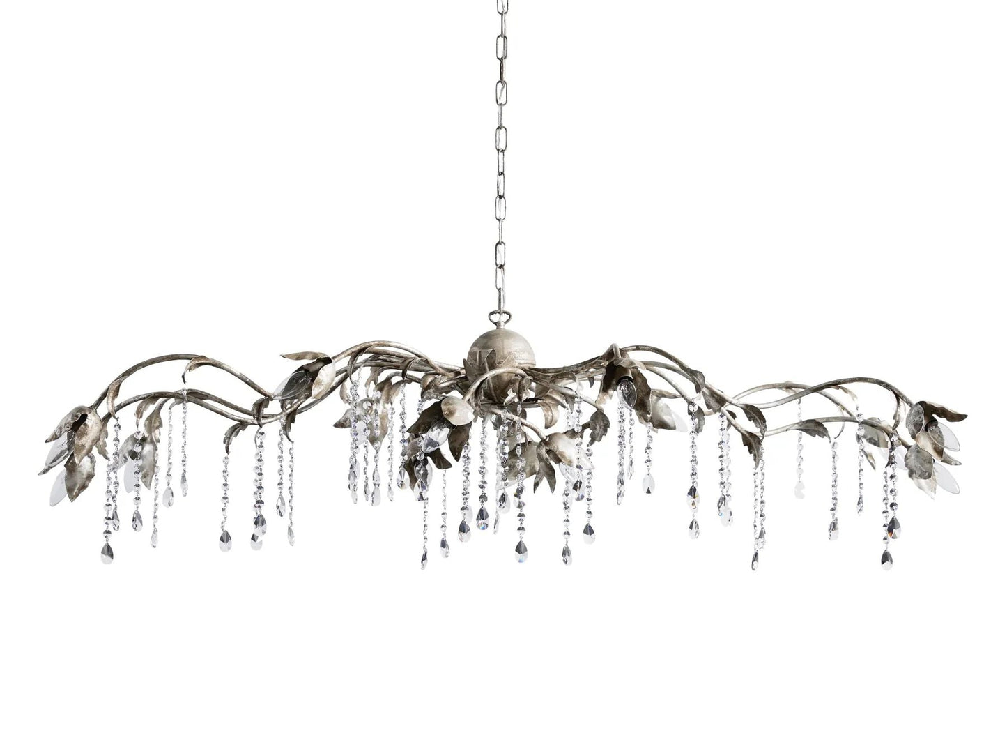 Kalie Crystal Rectangular Chandelier 61" 71“ - Silver