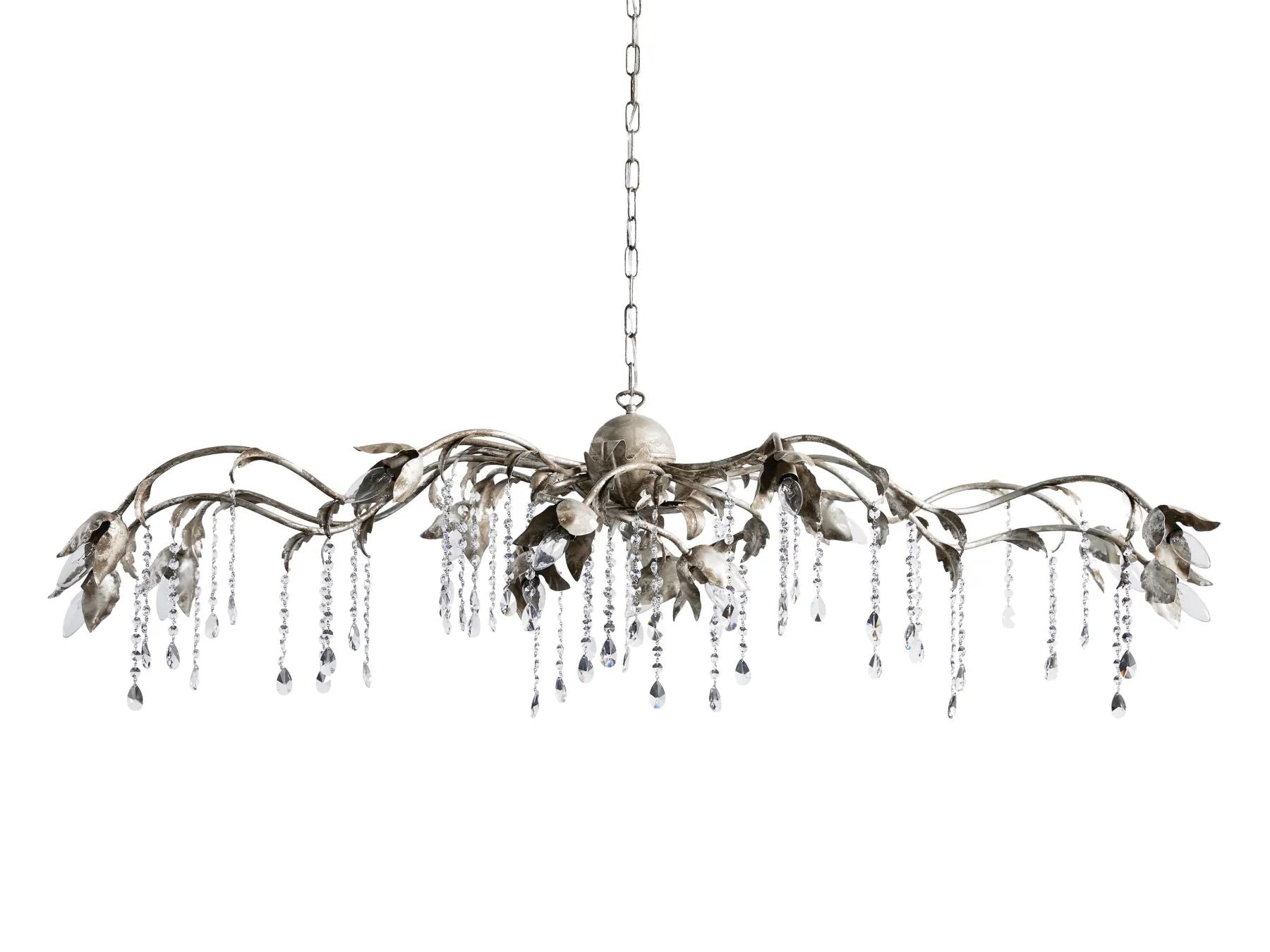 Kalie Crystal Rectangular Chandelier 61" 71“ - Silver