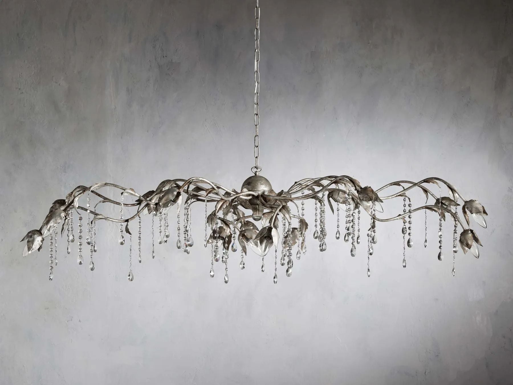 Kalie Crystal Rectangular Chandelier 61" 71“ - Silver