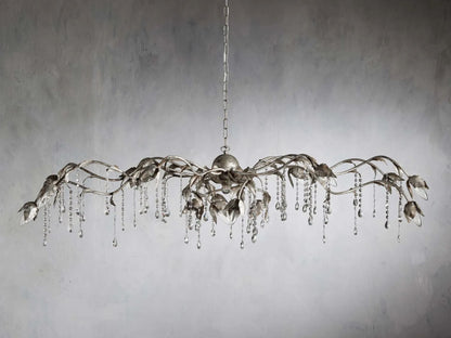 Kalie Crystal Rectangular Chandelier 61" 71“ - Silver