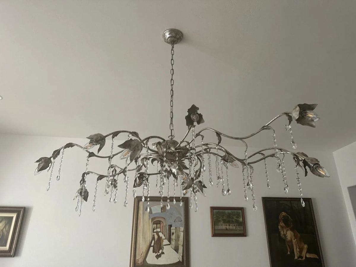 Kalie Crystal Rectangular Chandelier 61" 71“ - Silver