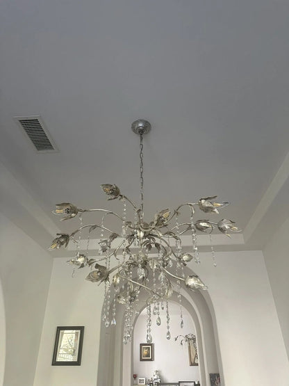 Kalie Crystal Round Chandelier 40" D- Silver