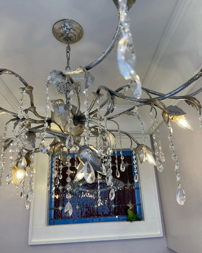 Kalie Crystal Round Chandelier 40" D- Silver