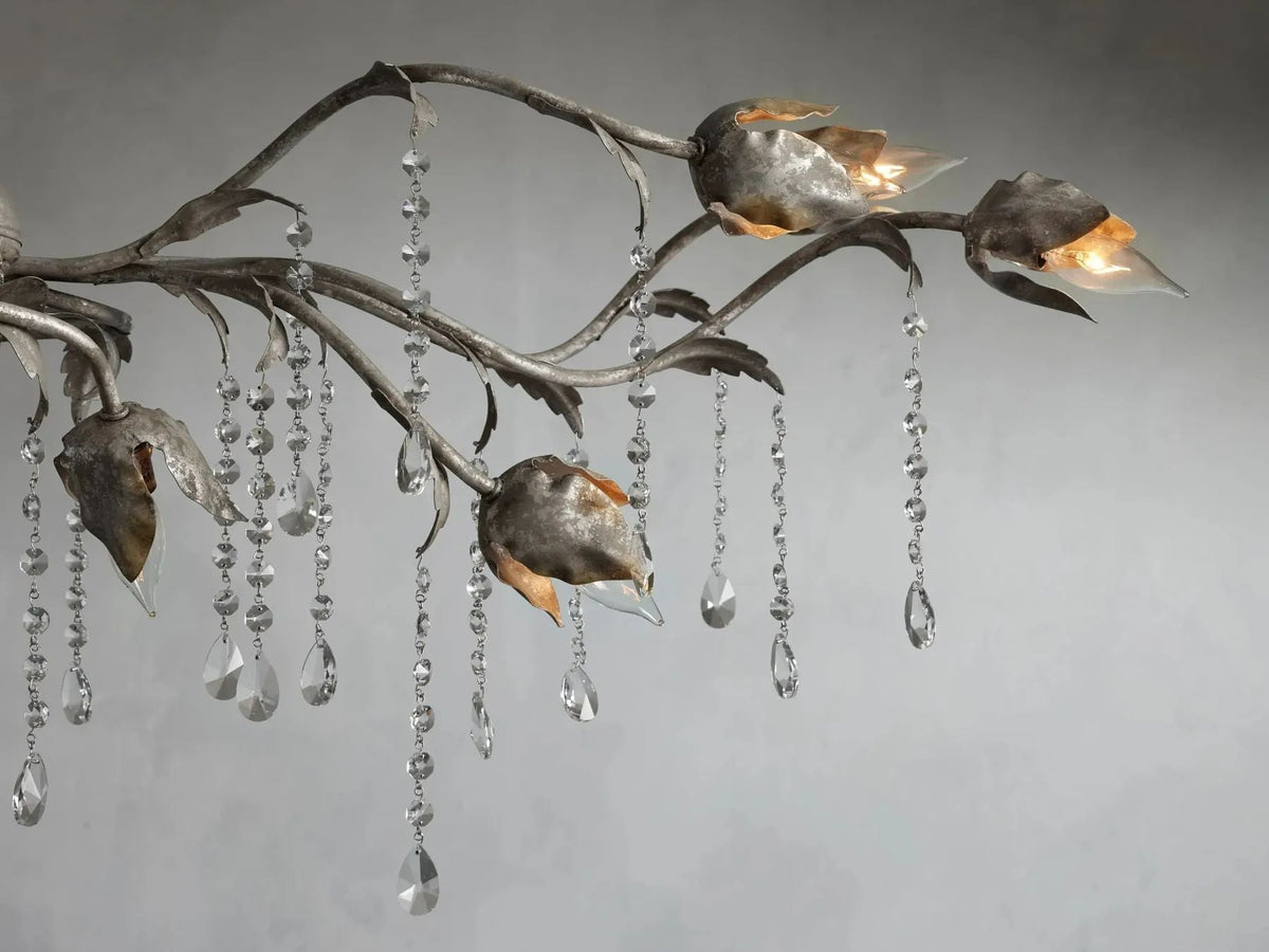 Kalie Crystal Rectangular Chandelier 52"- Silver