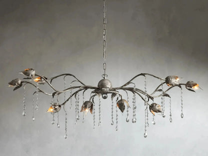 Kalie Crystal Rectangular Chandelier 52"- Silver