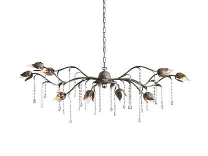 Kalie Crystal Rectangular Chandelier 52"- Silver