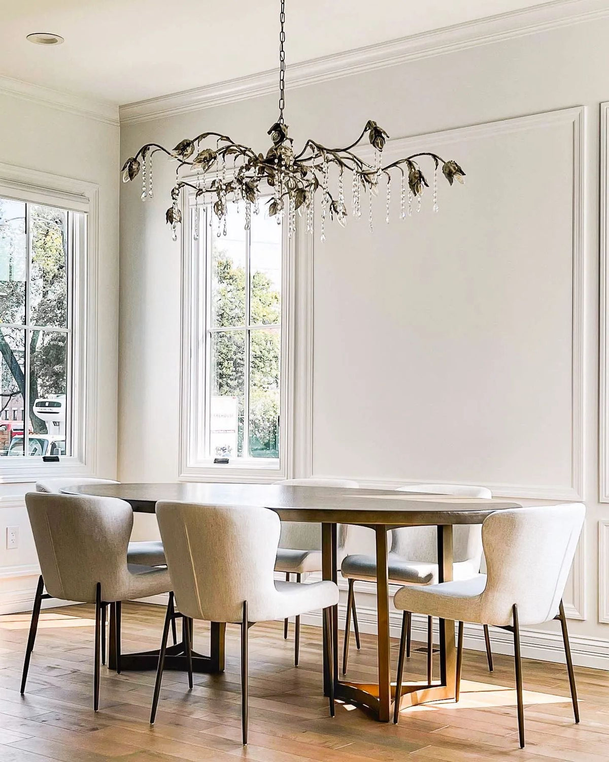 Kalie Crystal Rectangular Chandelier 52"- Silver