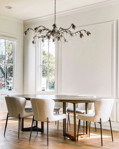 Kalie Crystal Rectangular Chandelier 52"- Silver
