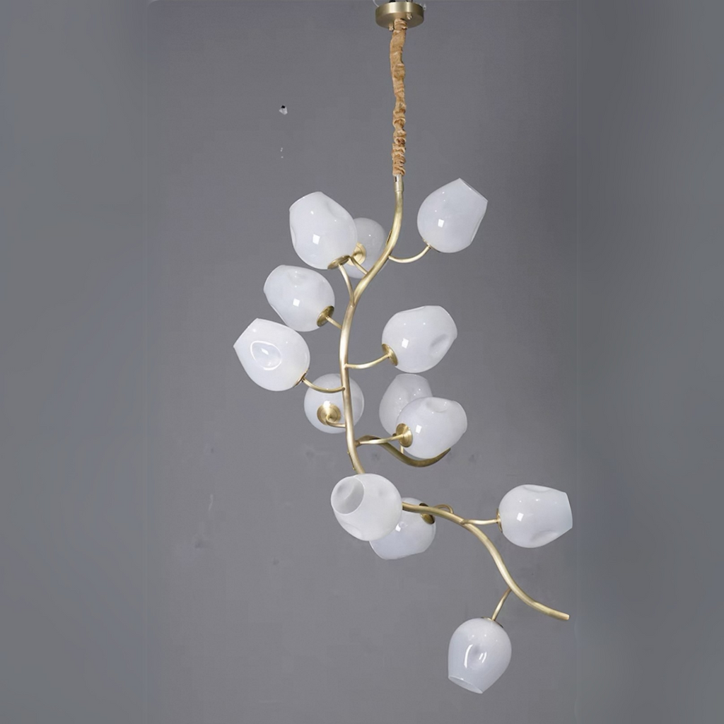 Artistic Glass Lampshade Chandelier with Branches Design for High Ceilings