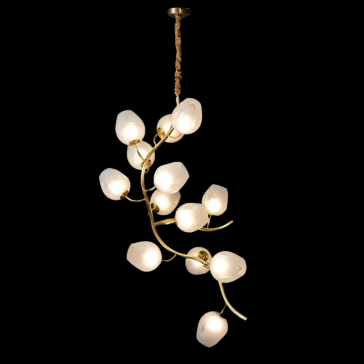 Artistic Glass Lampshade Chandelier with Branches Design for High Ceilings