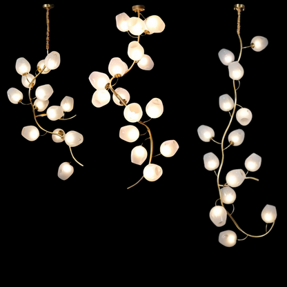 Artistic Glass Lampshade Chandelier with Branches Design for High Ceilings