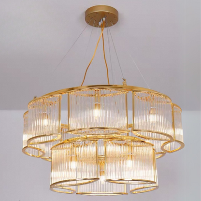 Modern Glass Rods Tile Chandelier for Low-ceiling