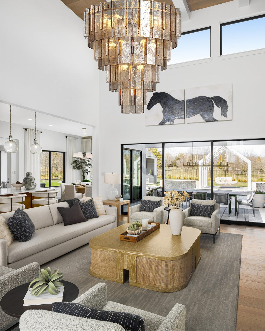 Lakkida Glass Tiered Gold Chandelier for Foyer, Living Room, Entryway