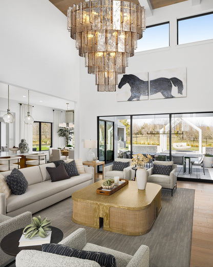Lakkida Glass Tiered Gold Chandelier for Foyer, Living Room, Entryway