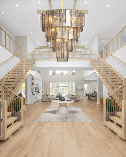 Lakkida Glass Tiered Gold Chandelier for Foyer, Living Room, Entryway