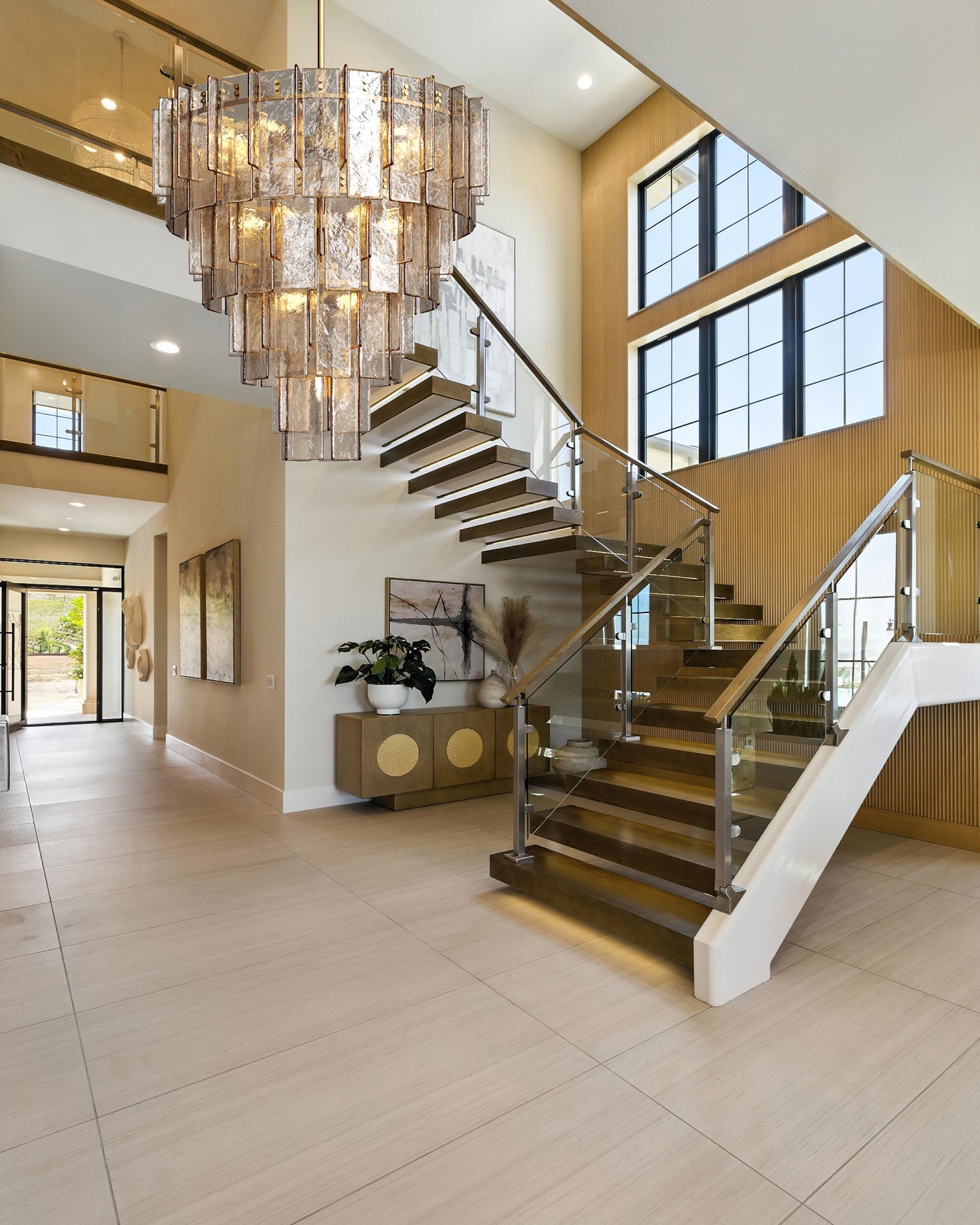 Lakkida Glass Tiered Gold Chandelier for Foyer, Living Room, Entryway