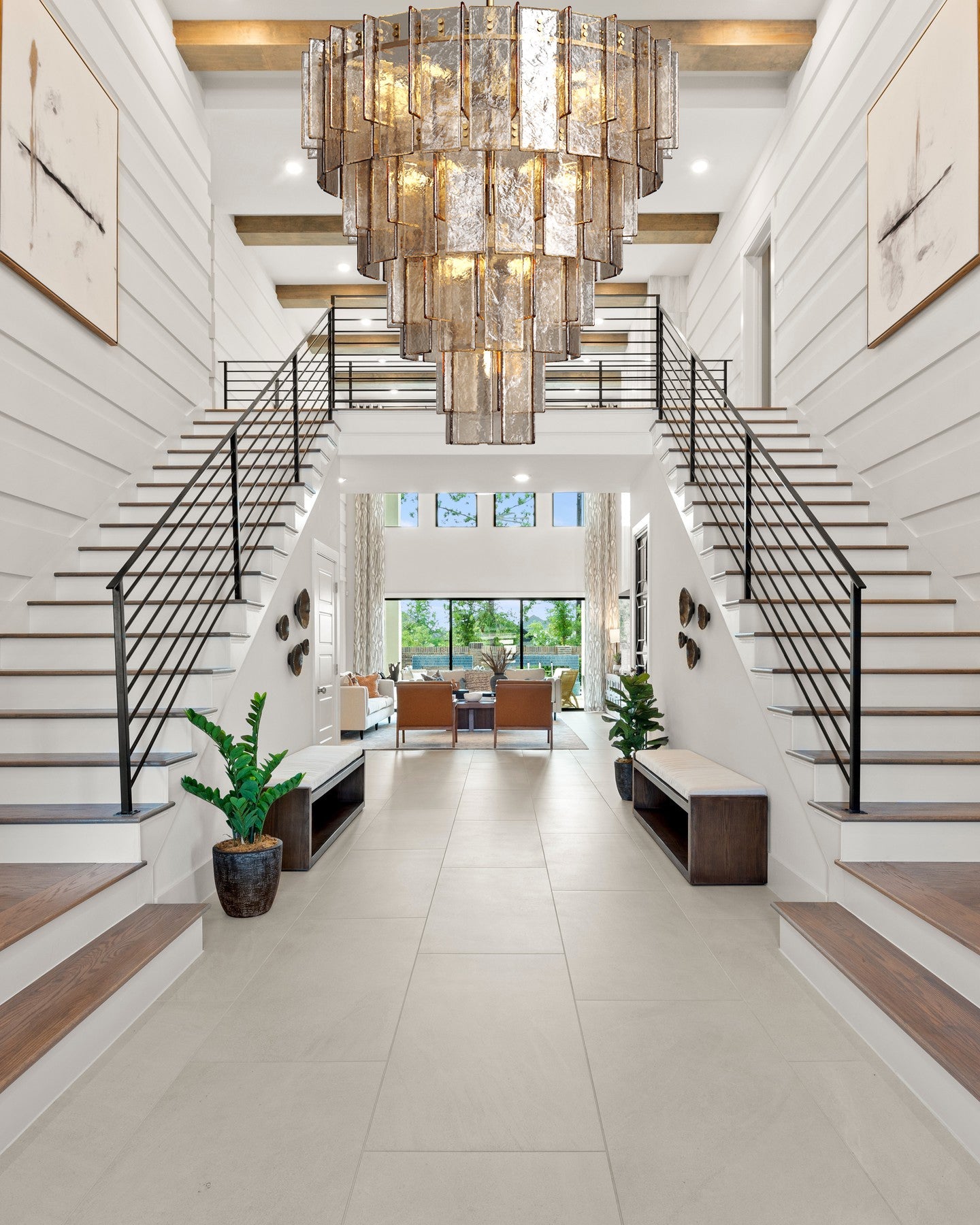 Lakkida Glass Tiered Gold Chandelier for Foyer, Living Room, Entryway