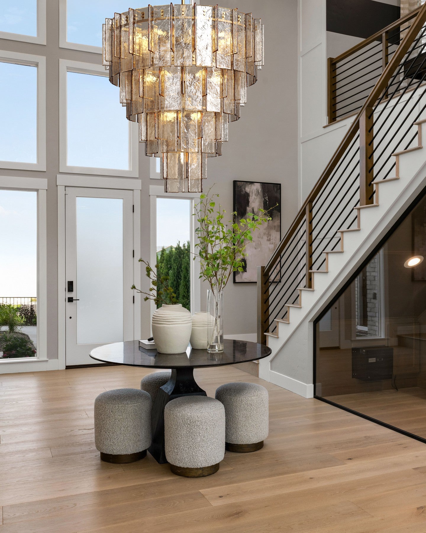 Lakkida Glass Tiered Gold Chandelier for Foyer, Living Room, Entryway
