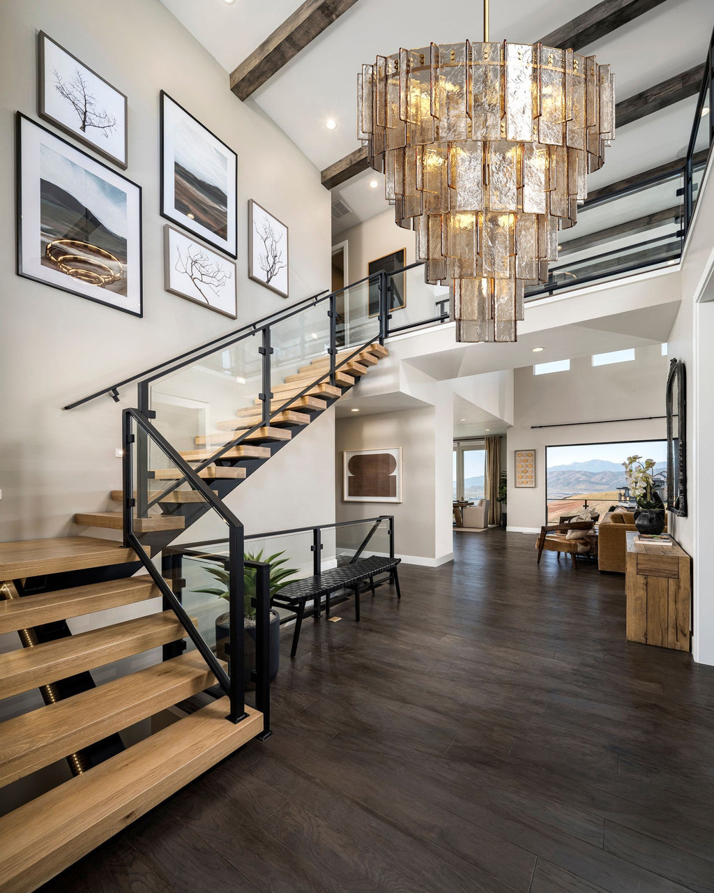 Lakkida Glass Tiered Gold Chandelier for Foyer, Living Room, Entryway