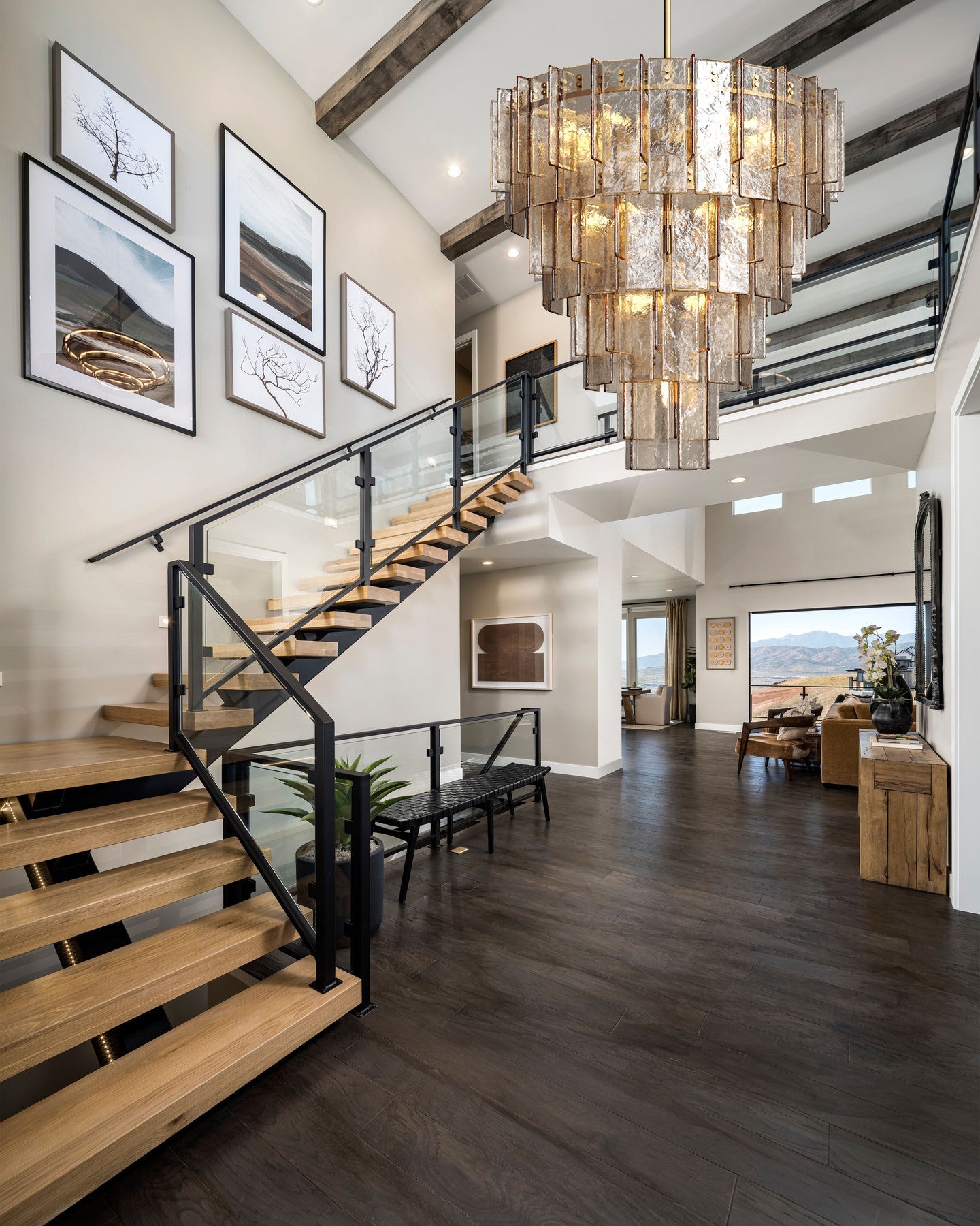 Lakkida Glass Tiered Gold Chandelier for Foyer, Living Room, Entryway