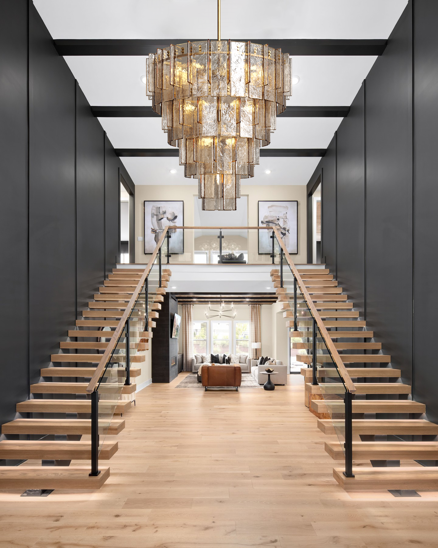 Lakkida Glass Tiered Gold Chandelier for Foyer, Living Room, Entryway
